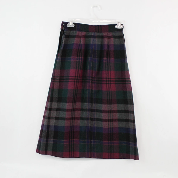 Vintage Evan Picone Plaid Suit Skirt Women's Size 6 Purple Pink Green