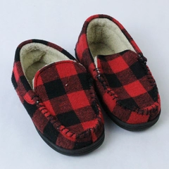 Red and Black Buffalo Plaid Slipper Moccasins Size 12/13 Slip On Pre-Owned 