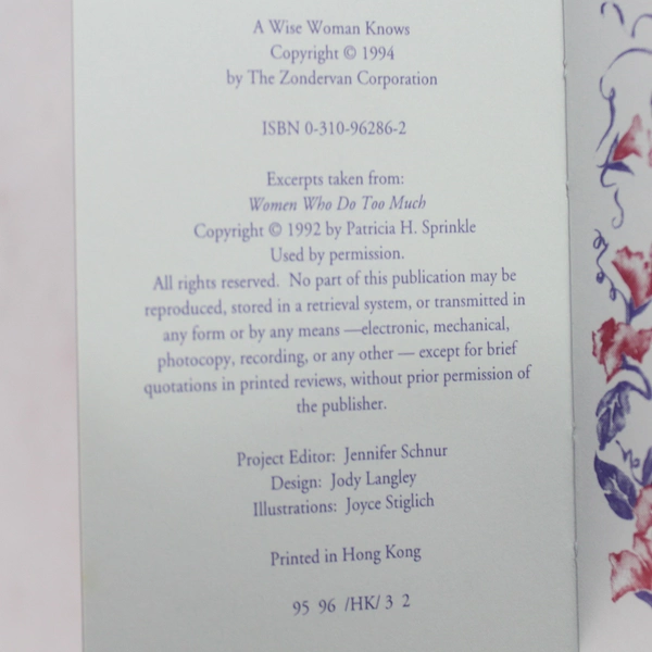 A Wise Woman Knows by Patricia Sprinkle 1994 Miniature Hardcover