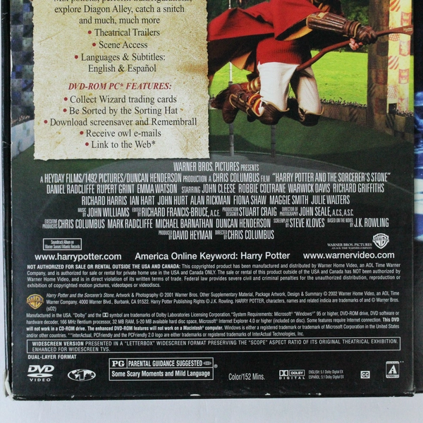 Harry Potter And The Sorcerer's Stone DVD 2 Disc Set Widescreen 2001 Warner