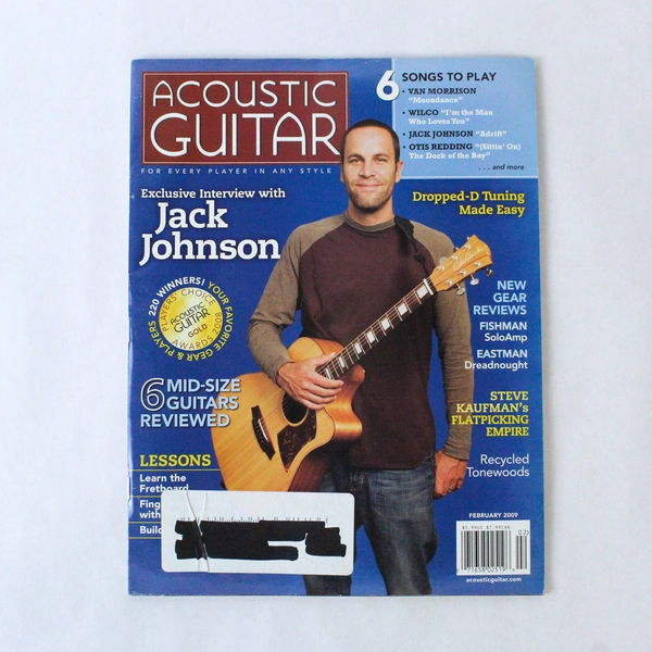 Acoustic Guitar Magazine February 2009 Jack Johnson Dropped -D Tuning