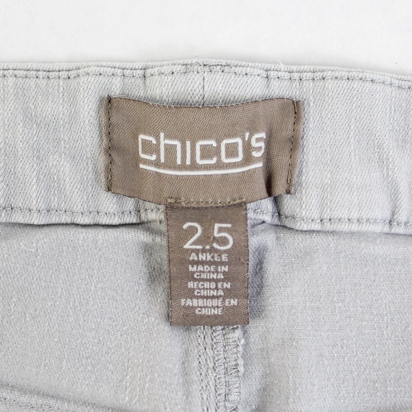 Chico's Women's Size 2.5 Gray Ankle Jeans Pants Faux Pockets Belt Loops