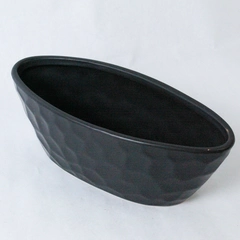 Black Planter Oval 12" Bowl Minimalist Neutral Succulents Plants Hexagon Pattern