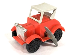 Vintage Wind-Up Plastic Car Made in Japan Red & White Pre-Owned