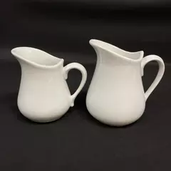 Lot of 2 White Ceramic Creamers 4.5 and 5.25 Inch