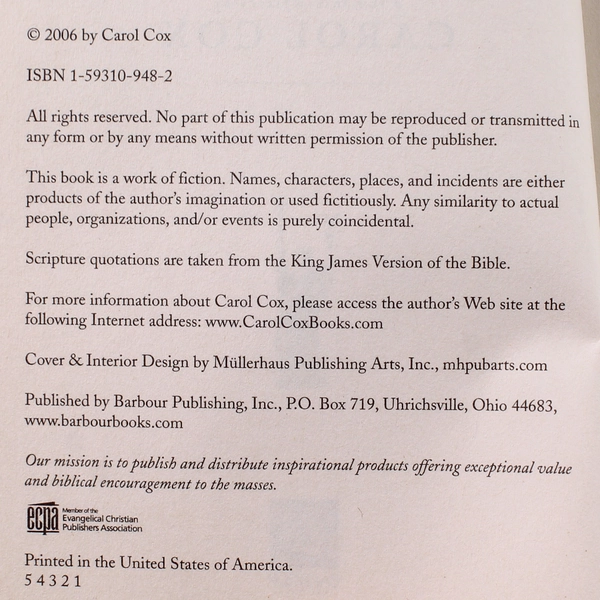 Ticket to Tomorrow By Carol Cox 2006 Romance Mystery Barbour Publishing