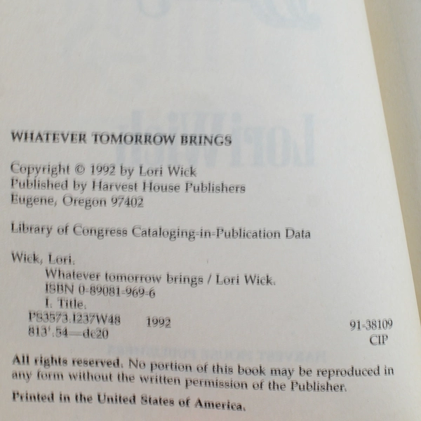 Whatever Tomorrow Brings By Lori Wick 1992 Paperback Harvest House Publishers