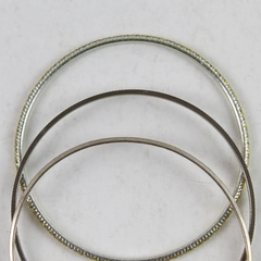 Three Piece Bangle Bracelet Set Sterling Silver And Gold Glitter