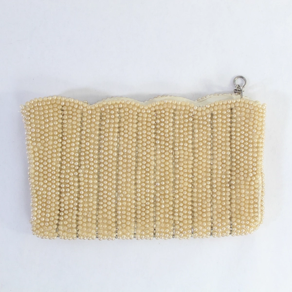 Vintage Sharonee Beaded Clutch Bag Faux Pearls Rhinestones Japan Pre-Owned