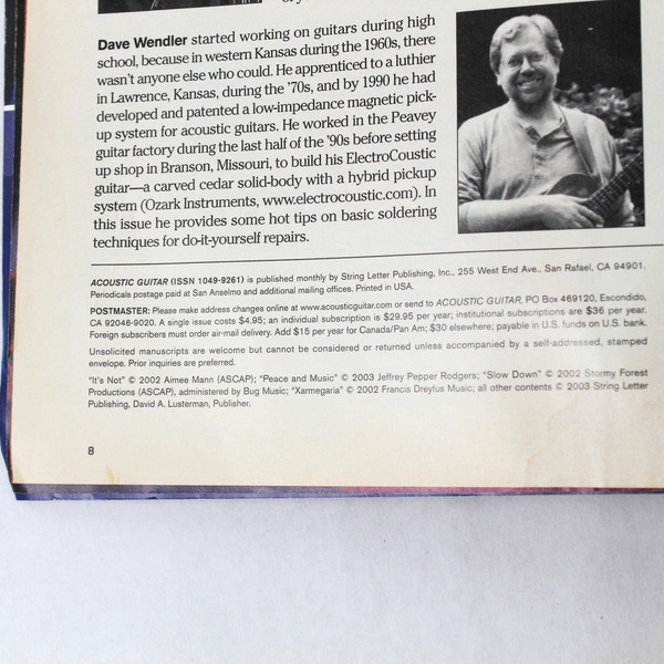 Acoustic Guitar Magazine March 2003 Dream Guitars Aimee Mann Richie Havens