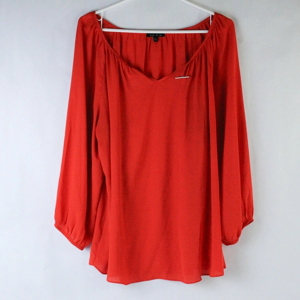 Sami & Jo Shirt Top Blouse Women's XL Tangerine Orange 3/4 Sleeves