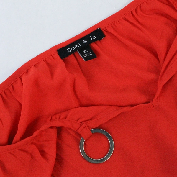 Sami & Jo Shirt Top Blouse Women's XL Tangerine Orange 3/4 Sleeves