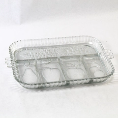 Vintage Indiana Glass 5 Part Serving Relish Tray Platter Fruit Design