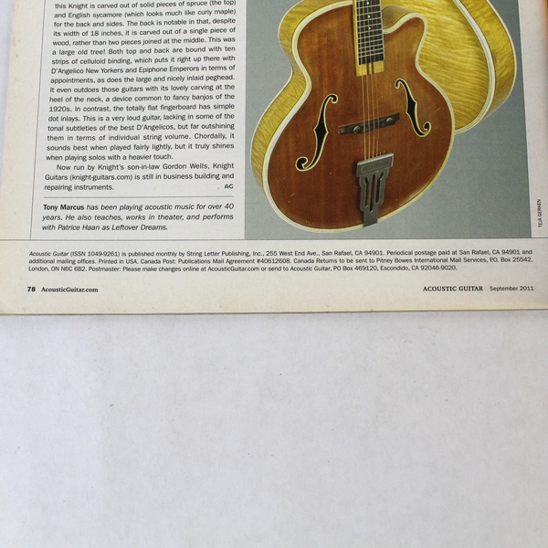 Acoustic Guitar Magazine September 2011 Robbie Robertson Adam Levy