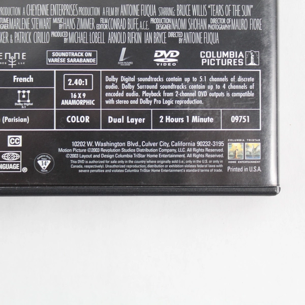 Tears of the Sun DVD 2003 Special Edition Bruce Willis Monica Bellucci
