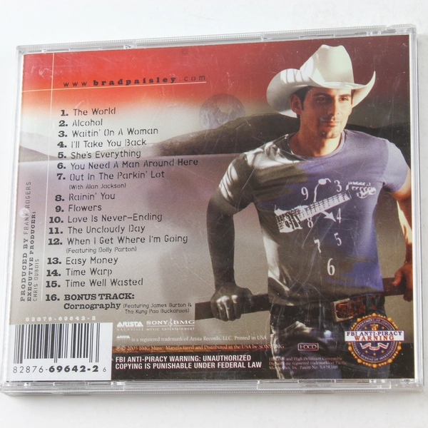Brad Paisley Time Well Wasted CD 2005 Arista Country Music Good Condition