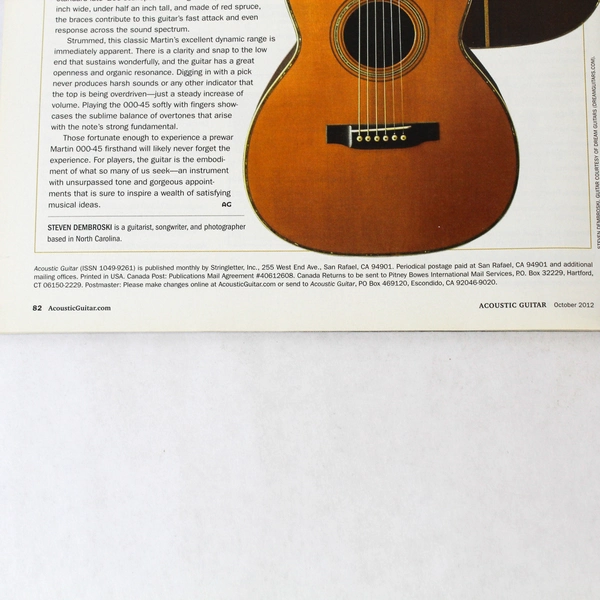 Acoustic Guitar Magazine October 2012 Paul Reed Smith Chord Progressions