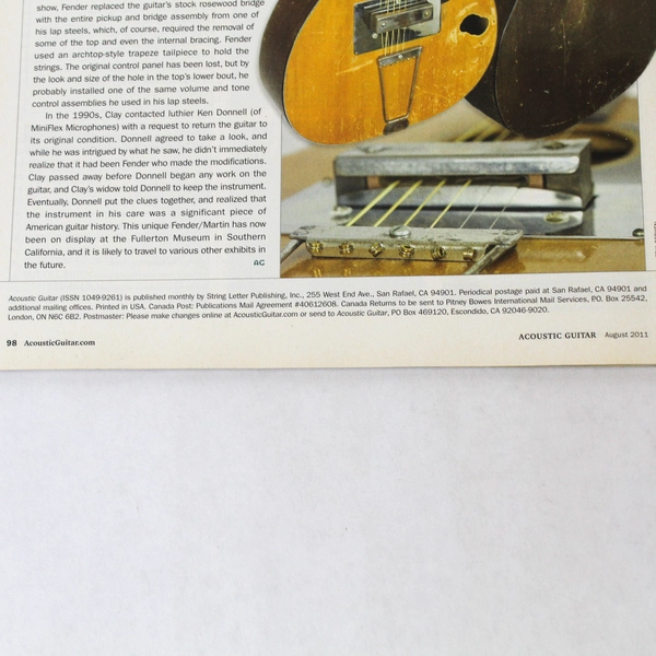 Acoustic Guitar Magazine Aug 2011 #224 Steve Earle Pre-Owned Condition