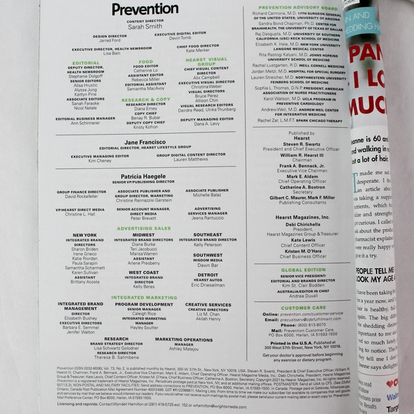 Lot of 2 Prevention Magazine February and July 2021 Issues