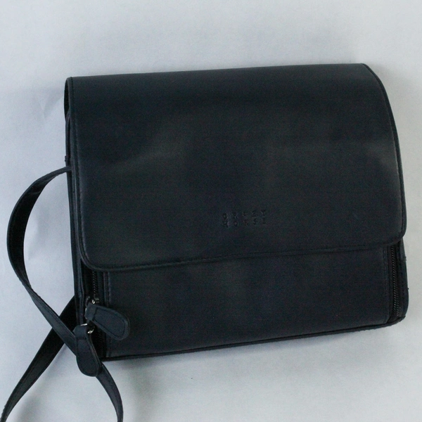 Vintage Crazy Horse Navy Blue Crossbody Bag Purse Faux Leather Adjustable Strap