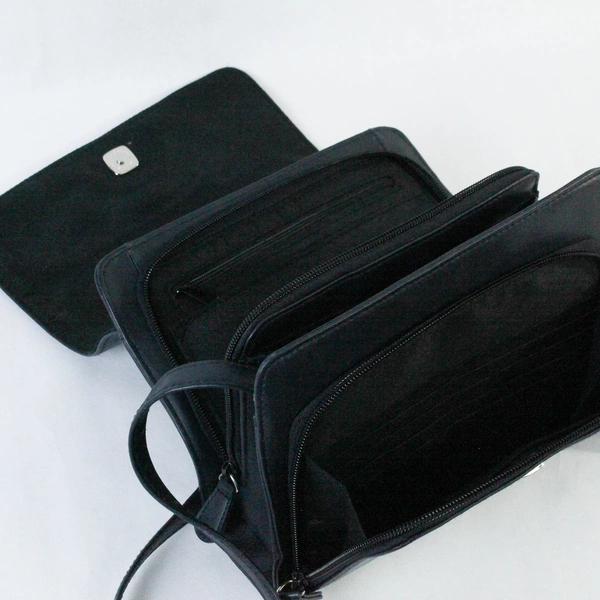 Vintage Crazy Horse Navy Blue Crossbody Bag Purse Faux Leather Adjustable Strap