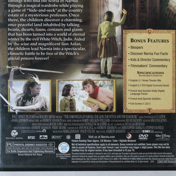 The Chronicles of Narnia The Lion The Witch and The Wardrobe DVD Good