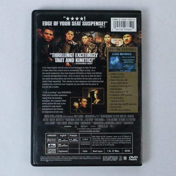 U-571 Collector's Edition DVD Widescreen Matthew McConaughey Good Condition