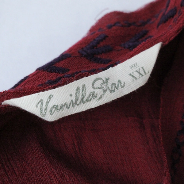 Vanilla Star Shirt Top Blouse Women's XXL Red Raw Hem Drawstring Long Sleeves