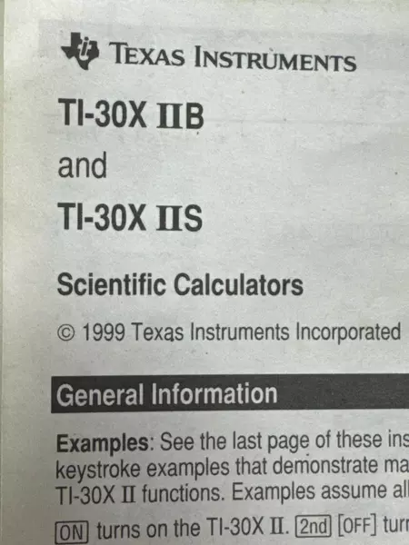 Texas Instruments Instruction Manual Guide TI-30X IIB IIS Scientific Calculators