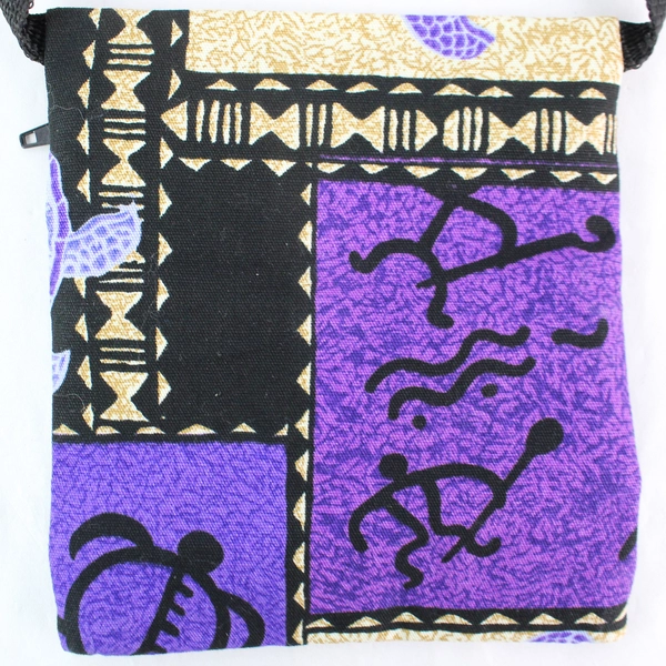 Local Design Purple Sea Turtle Design Crossbody Pouch Purse Made In Hawaii