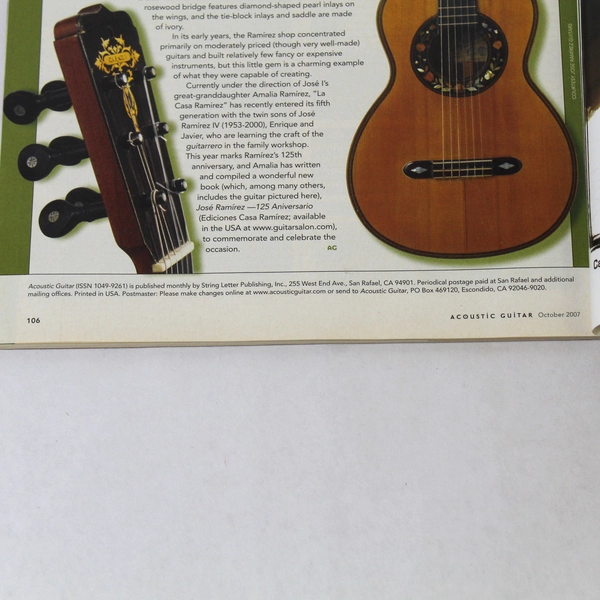 Acoustic Guitar Magazine October 2007 Richard Thompson Martin Sexton Songwriting