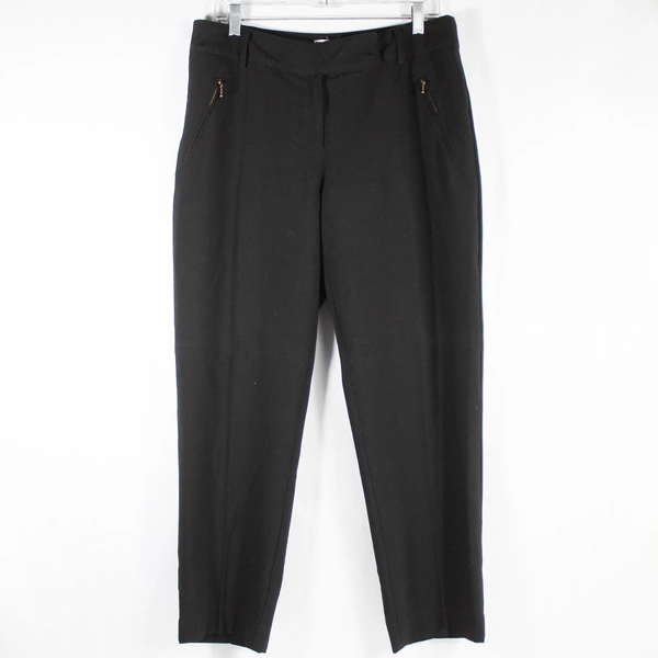 WD NY Women's Size 10 Black Slacks Pants with Zipper Pockets, Good Condition