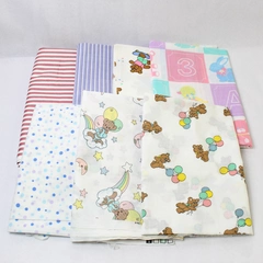 Vintage Mixed Lot of 7 Large Pieces of Fabric DIY For Fabric Cutters Baby