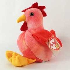 Ty Beanie Baby Doodle The Rooster Pink Red Tye Dye 1996 Style #4171 PVC With Tag