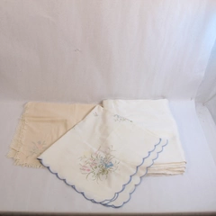 Lot of 3 Vintage Stained Tablecloths for Fabric Cutters Floral DIY Crafts