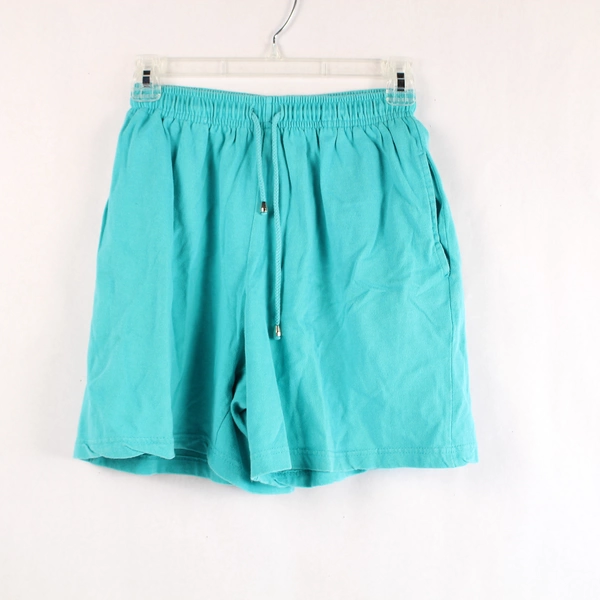 Vtg Van Heusen For Her Aquamarine Green Shorts Sz S Drawstring Loose Fit