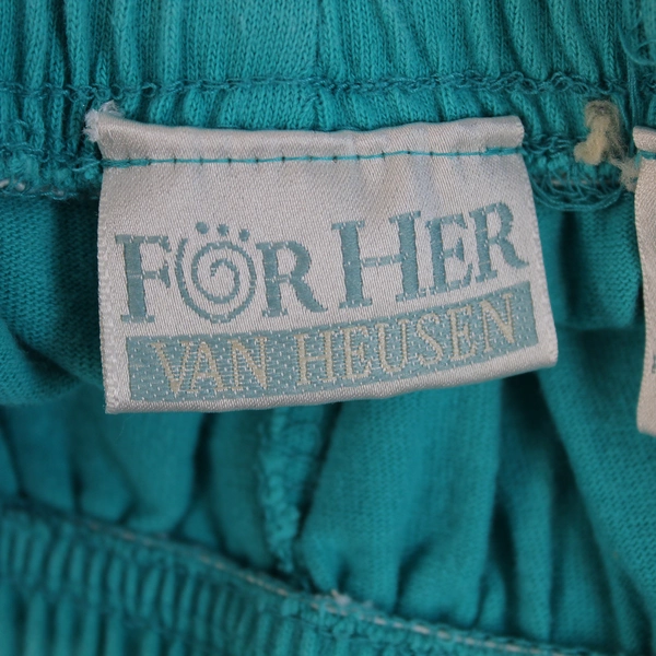 Vtg Van Heusen For Her Aquamarine Green Shorts Sz S Drawstring Loose Fit