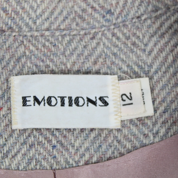Vtg Emotions Blazer Women's Size 12 Gray 100% Wool Long Sleeves Button Closure
