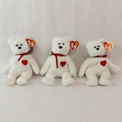 Lot of 3 TY Beanie Babies Valentino the Bear 1993 PVC Pellets 