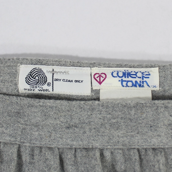 Vintage College Town Skirt Women's Size 11/12 Gray 100% Wool Back Zip Closure