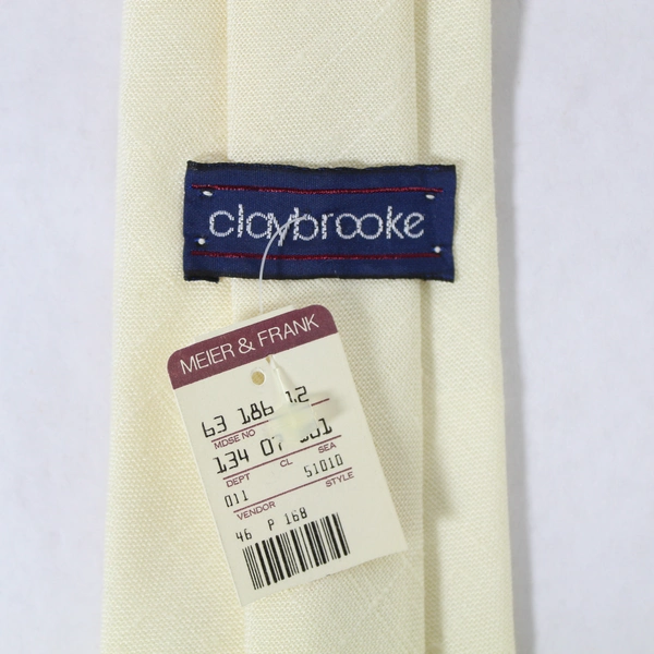 Vintage Claybrooke Meier And Frank Woven Men's Neck Tie Pointed Cream