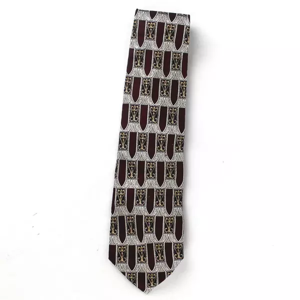 Vintage Stafford Executive Burgundy Gray Silk Necktie Stained 58" USA