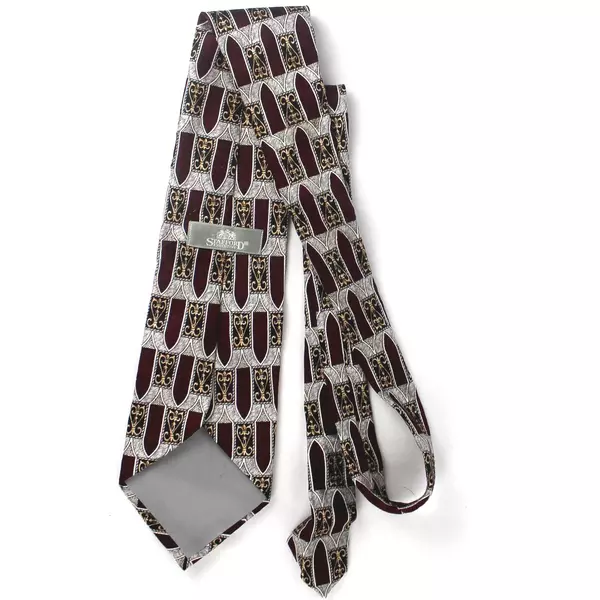 Vintage Stafford Executive Burgundy Gray Silk Necktie Stained 58" USA