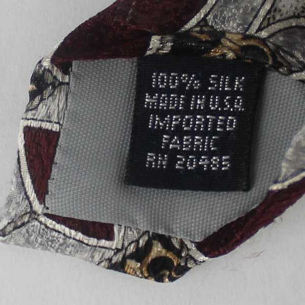 Vintage Stafford Executive Burgundy Gray Silk Necktie Stained 58" USA