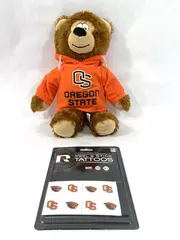 Oregon State Beavers Teddy Bear Plush & Peel Stick Tattoos Pre-Owned