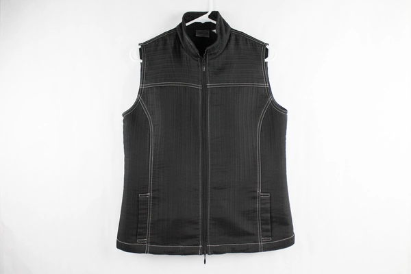 Chico's Vest Jacket Women's Size 1 Sleeveless Full Zip Pockets Black