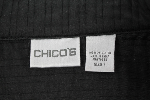 Chico's Vest Jacket Women's Size 1 Sleeveless Full Zip Pockets Black