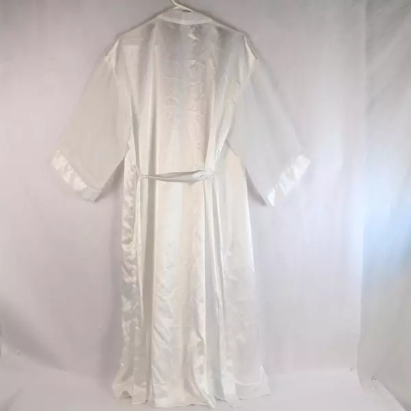 Vintage LA Intimates White Satin Robe with Sheer Mesh Sleeves Women's Size M