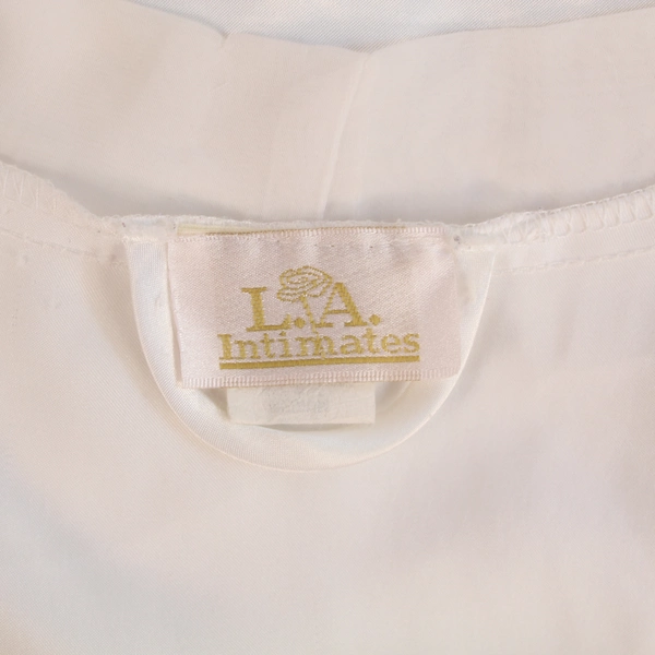 Vintage LA Intimates White Satin Robe with Sheer Mesh Sleeves Women's Size M
