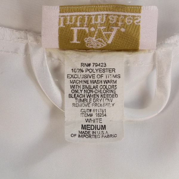 Vintage LA Intimates White Satin Robe with Sheer Mesh Sleeves Women's Size M